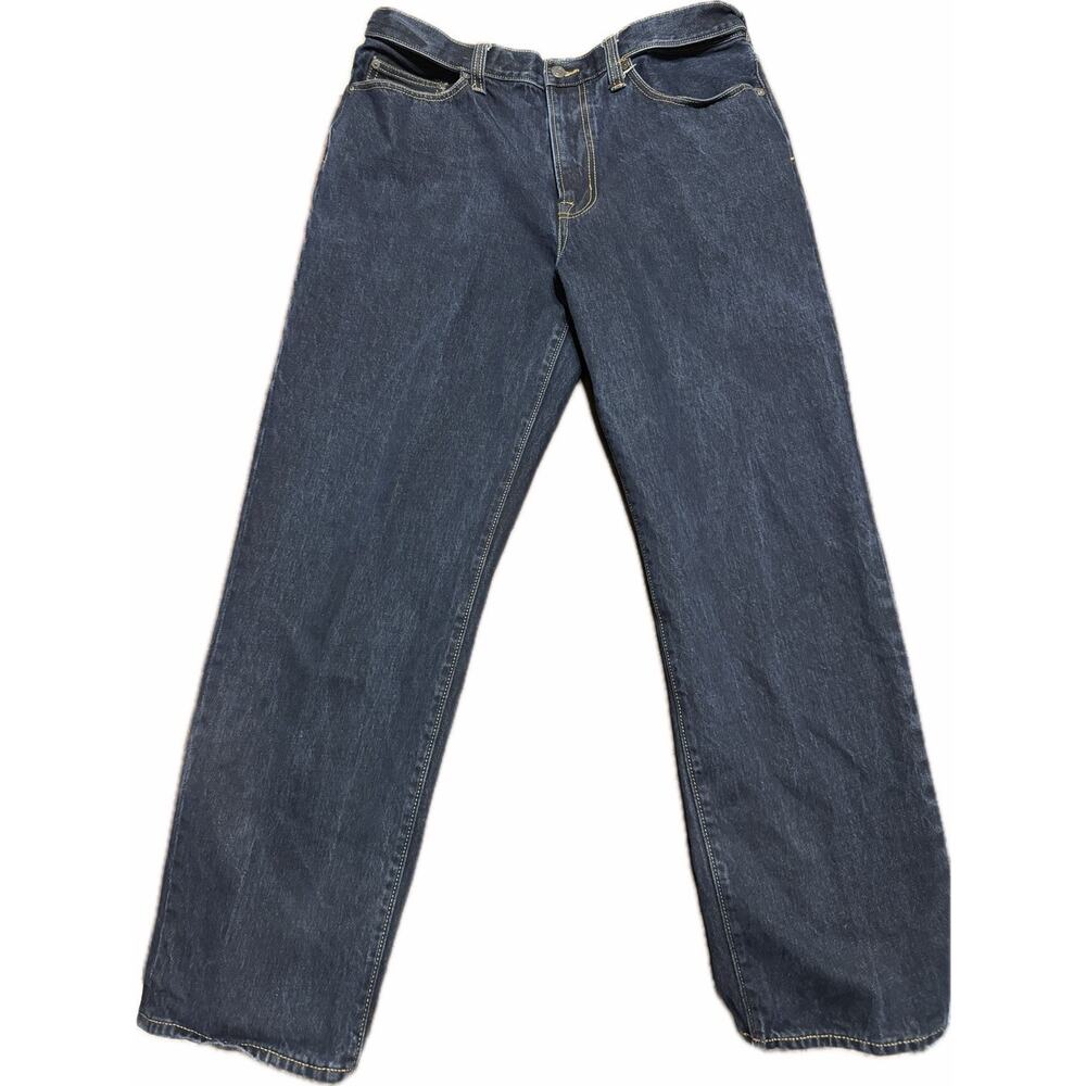 Men’s Lands End Rigid Traditional Fit 5 Pocket Jeans, Dark Wash - Size 36